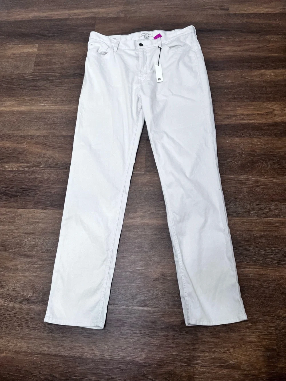 NWT Banana Republic Slim Fit Linen Cotton Cream Traveler Pants Size 34x32